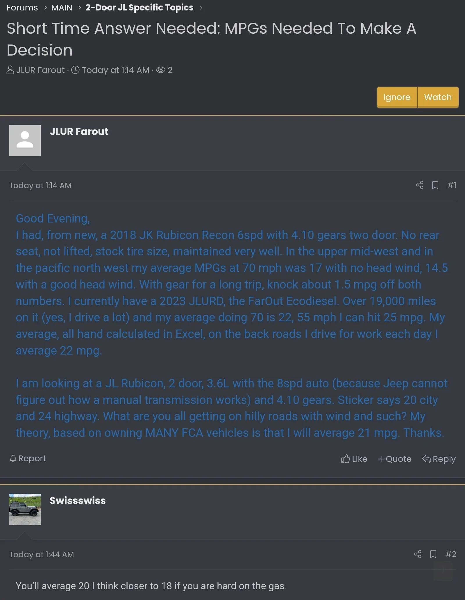 Jeep Wrangler JL Short Time Answer Needed: MPGs Needed To Make A Decision Screenshot_20230928_074846_Chrom
