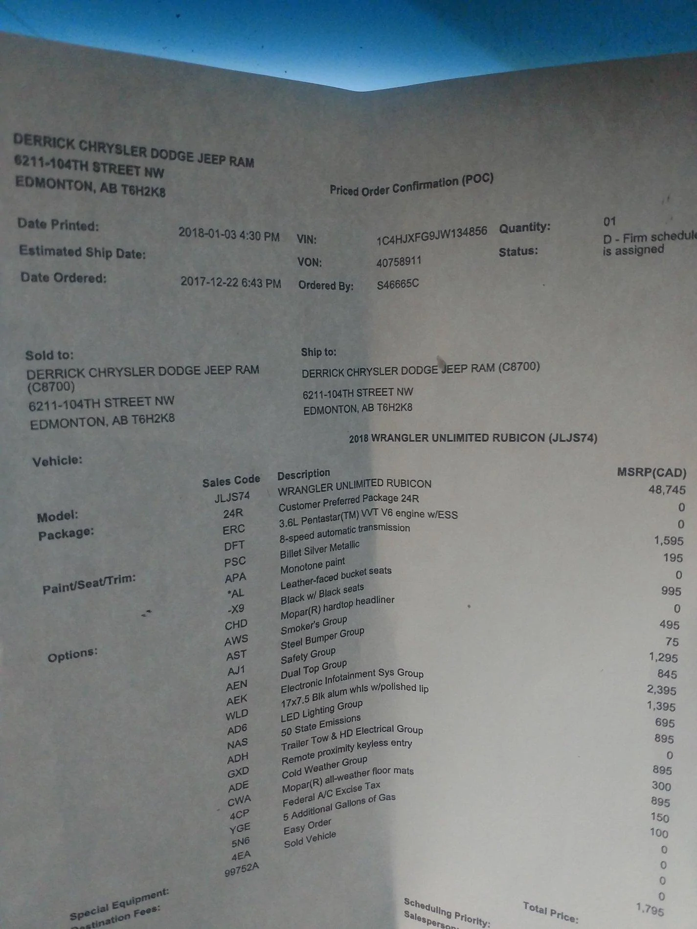 Jeep Wrangler JL ORDER TRACKING for your Jeep Wrangler IMG_20180103_164559040