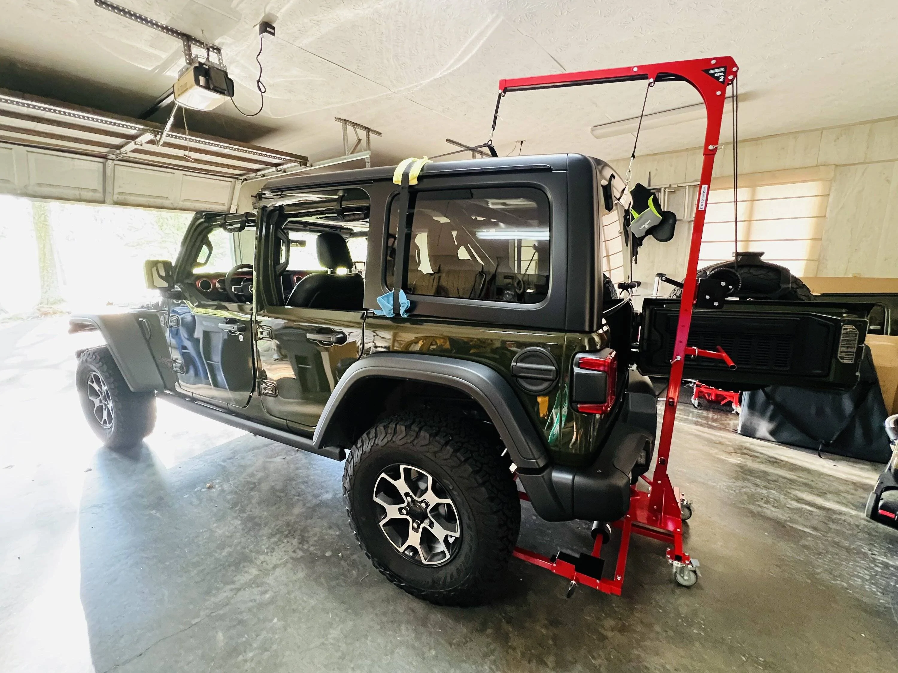 Jeep Wrangler JL DIY Hardtop Hoist Garage Setup Complete IMG_4731