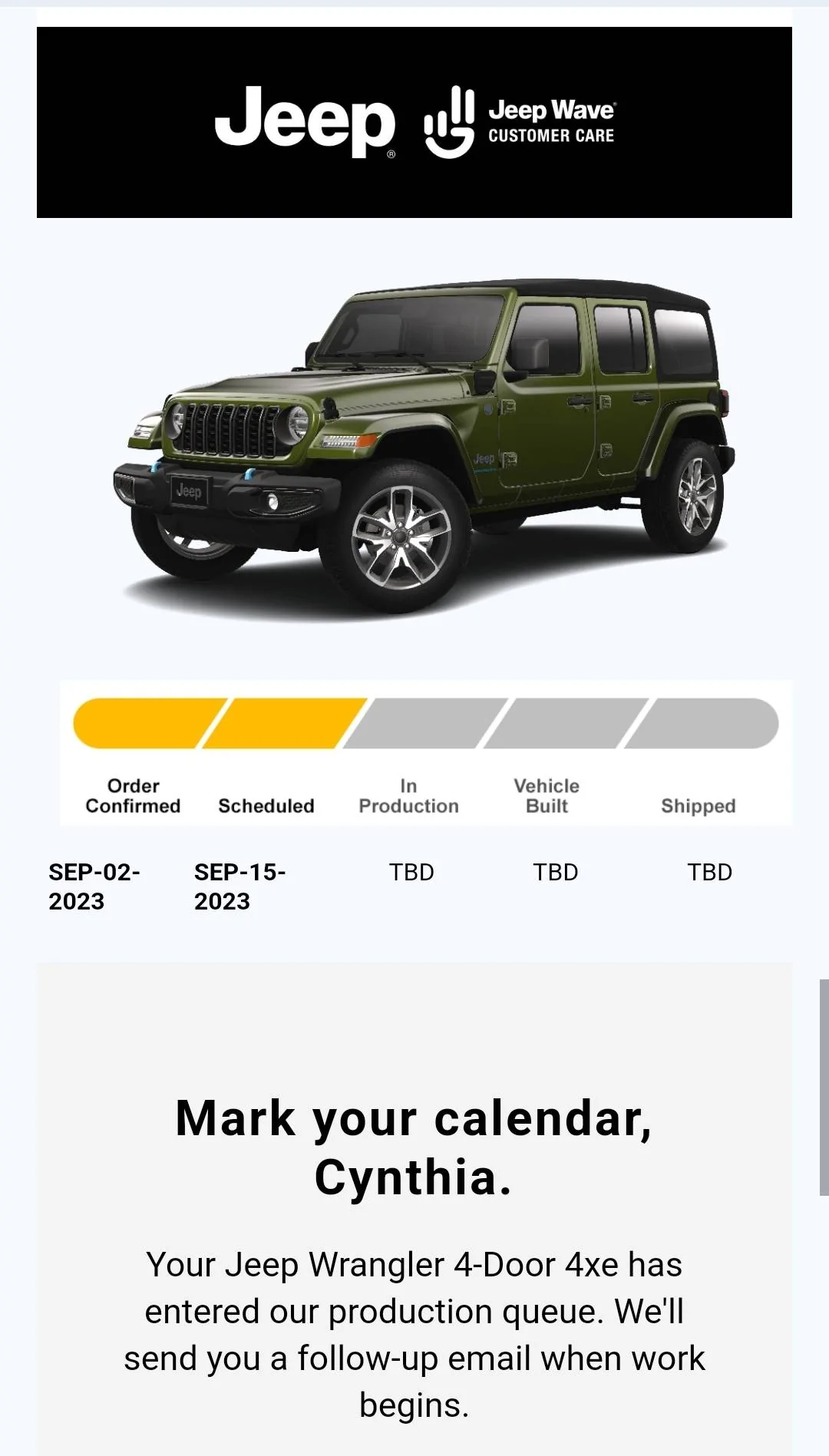 Jeep Wrangler JL 2024 Order Waiting Room Screenshot_20231009_185713_Gmail
