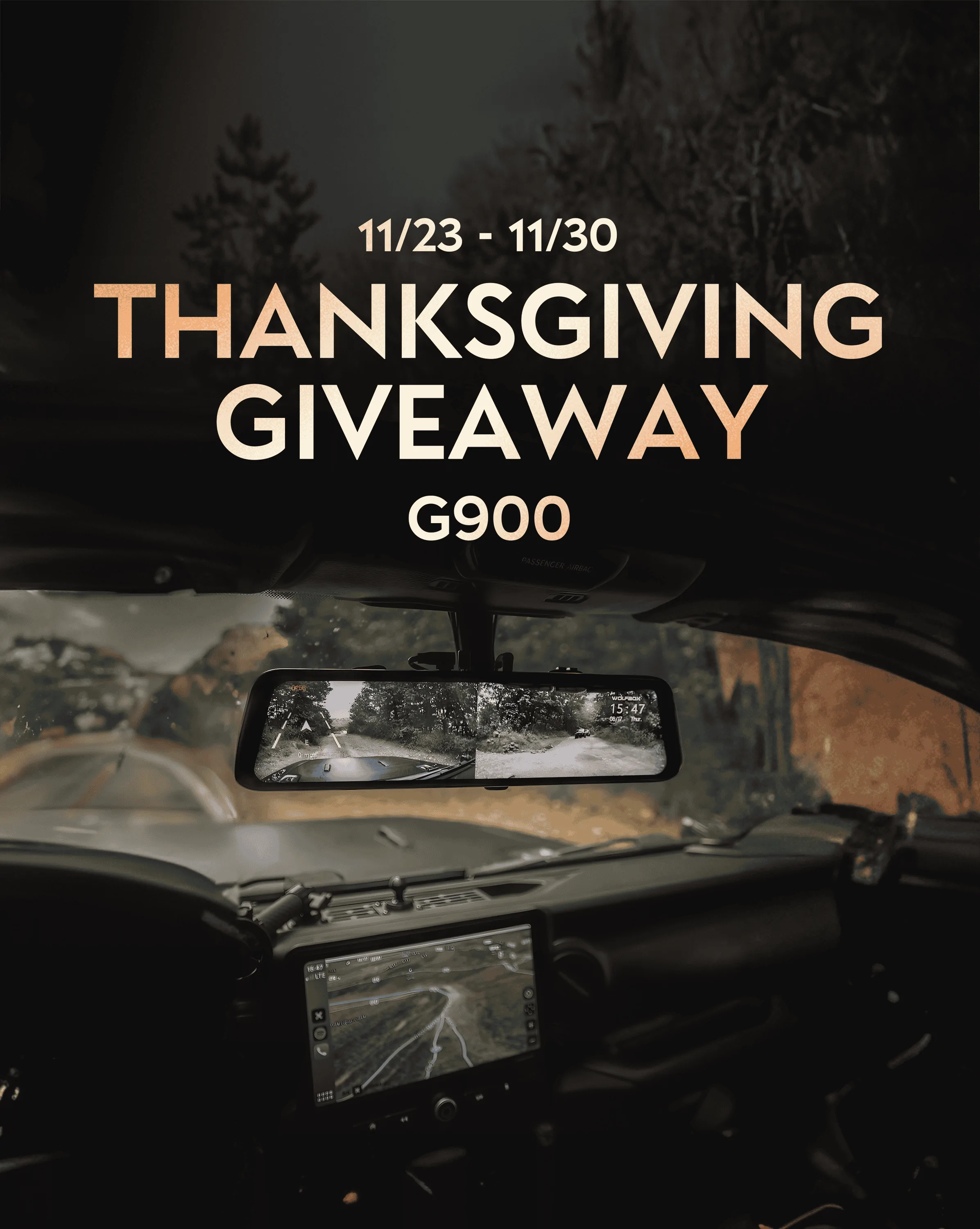 Jeep Wrangler JL Thanksgiving Giveaway: WOLFBOX Mirror Dashcam G900! 1700720470894
