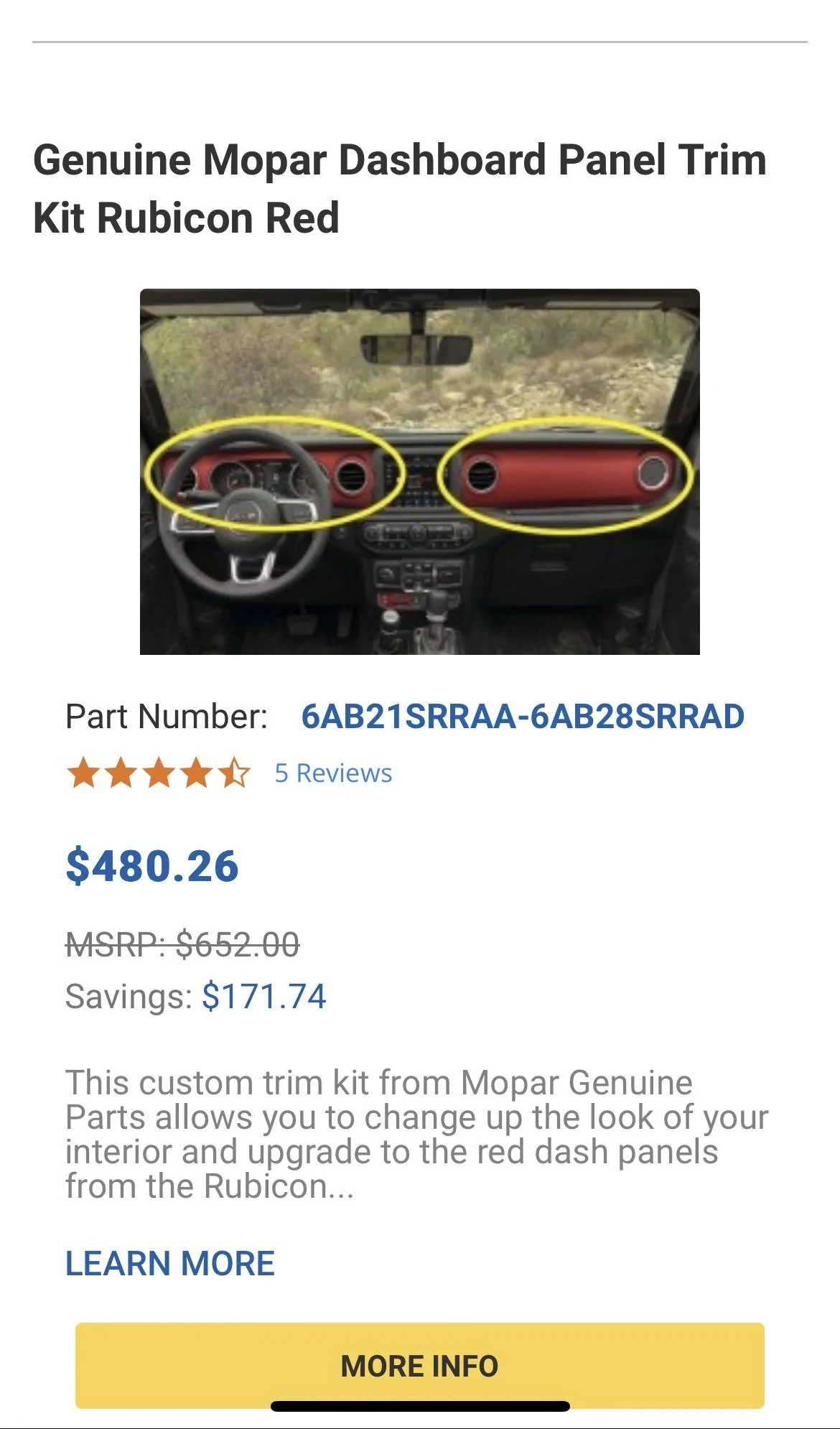 Jeep Wrangler JL Mopar 2021 Rubicon Dashboard Panel Kit IMG_0749