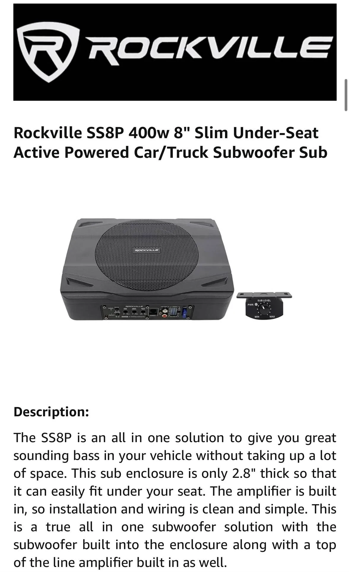 Jeep Wrangler JL Powered underseat subwoofer $50 IMG_3593