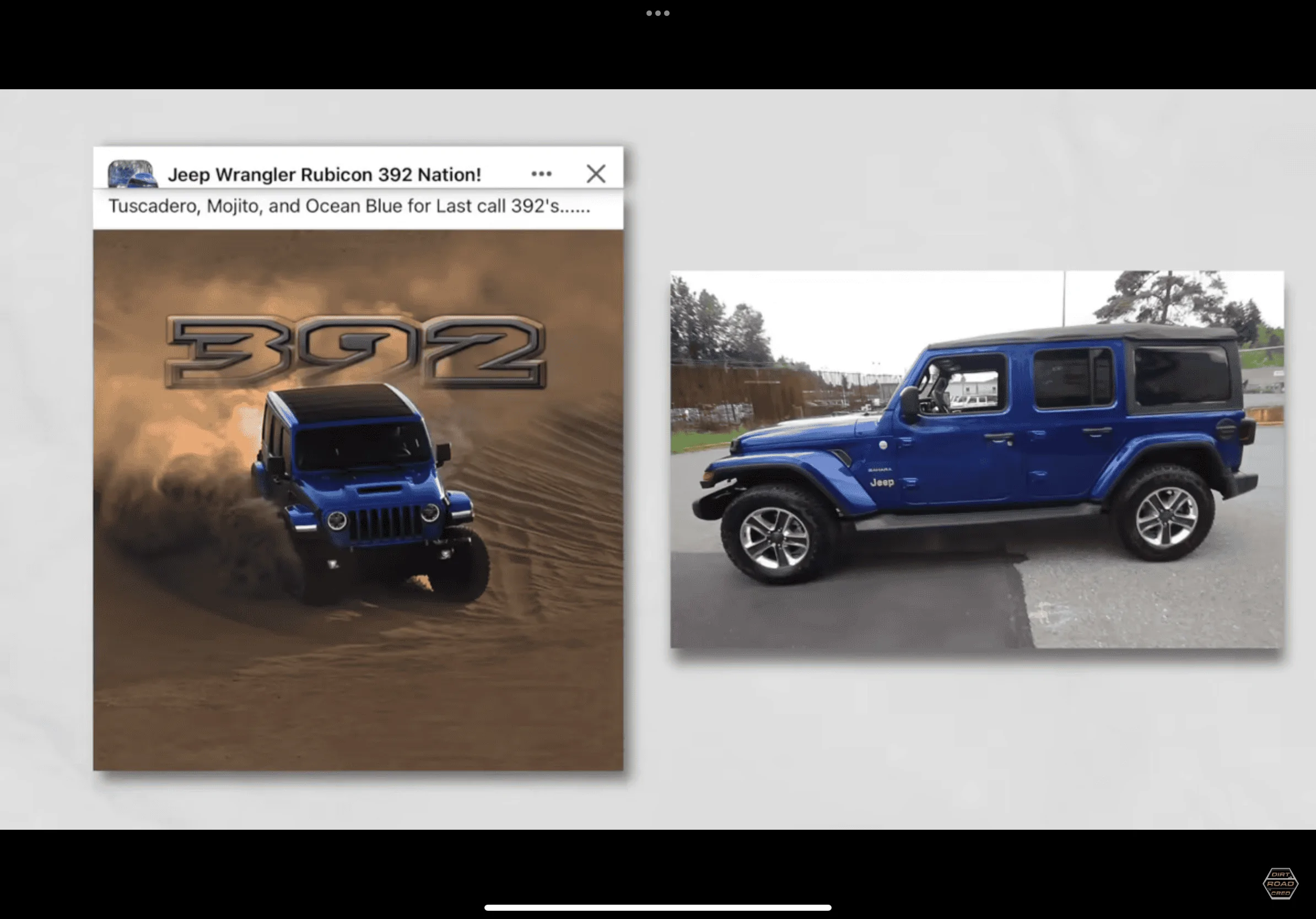 Jeep Wrangler JL 392 Final Edition colors may be: Tuscadero, Mojito, and Ocean Blue IMG_1465