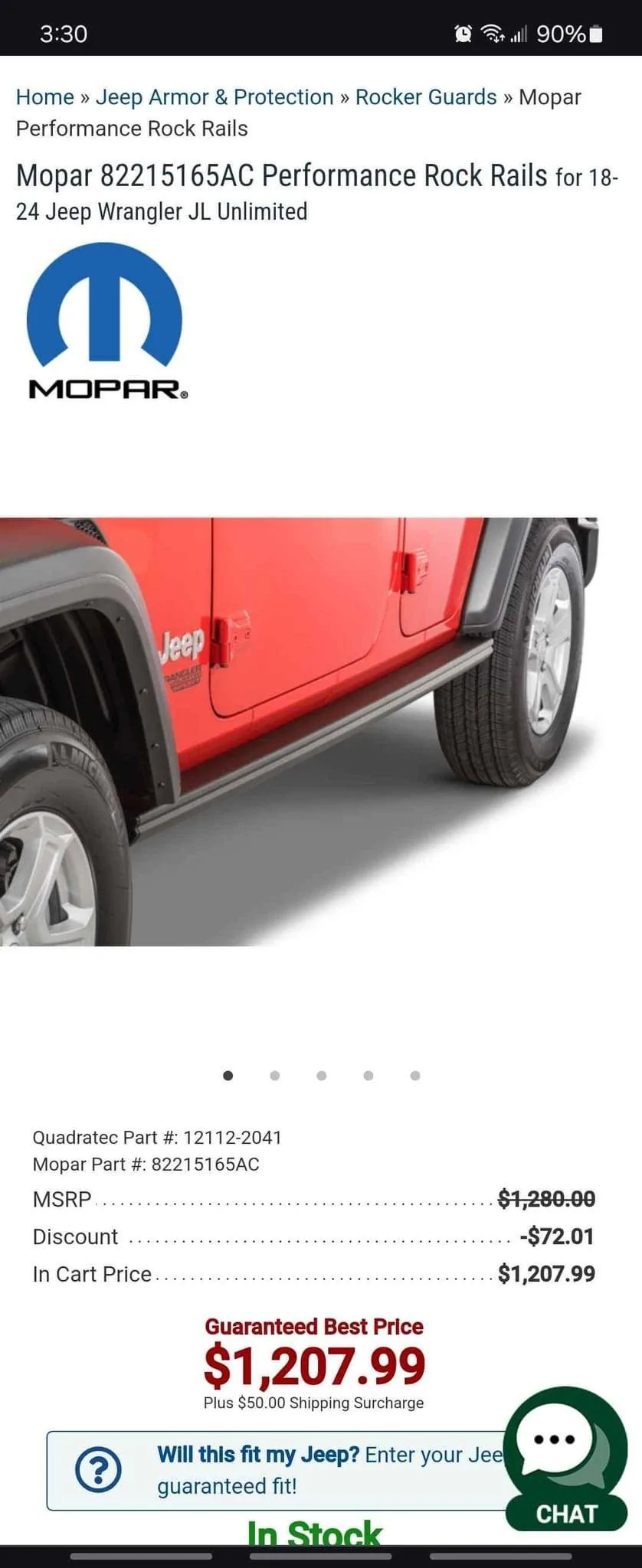 Jeep Wrangler JL Mopar Performance Rock Rail $400 IMG_1310