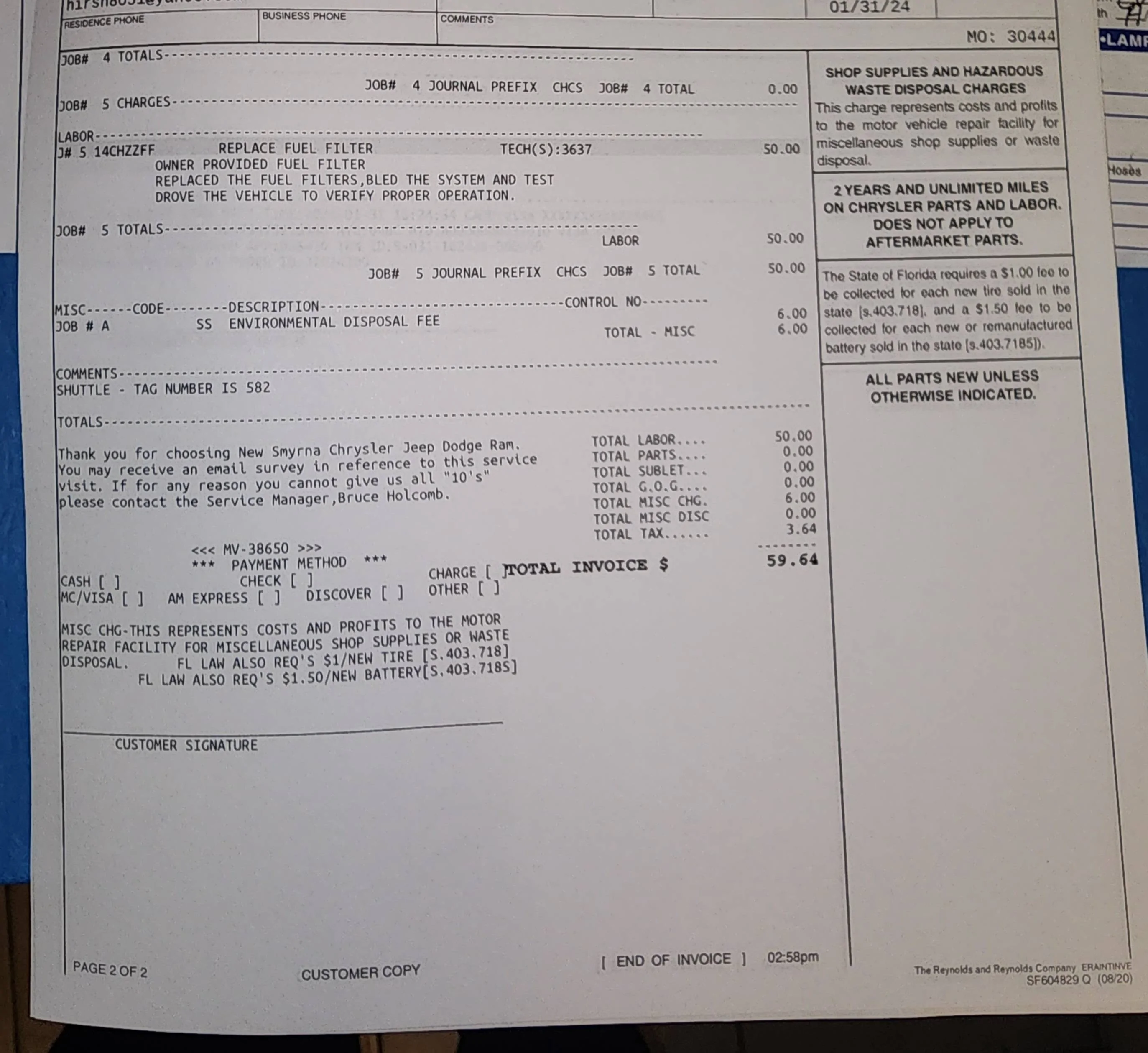 Jeep Wrangler JL HPFP Recall Completed ? 20240131_181045