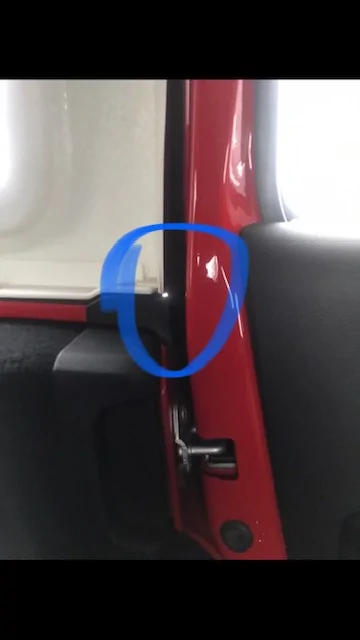 Rear door gap between hard top and rear quarter panel. | Jeep