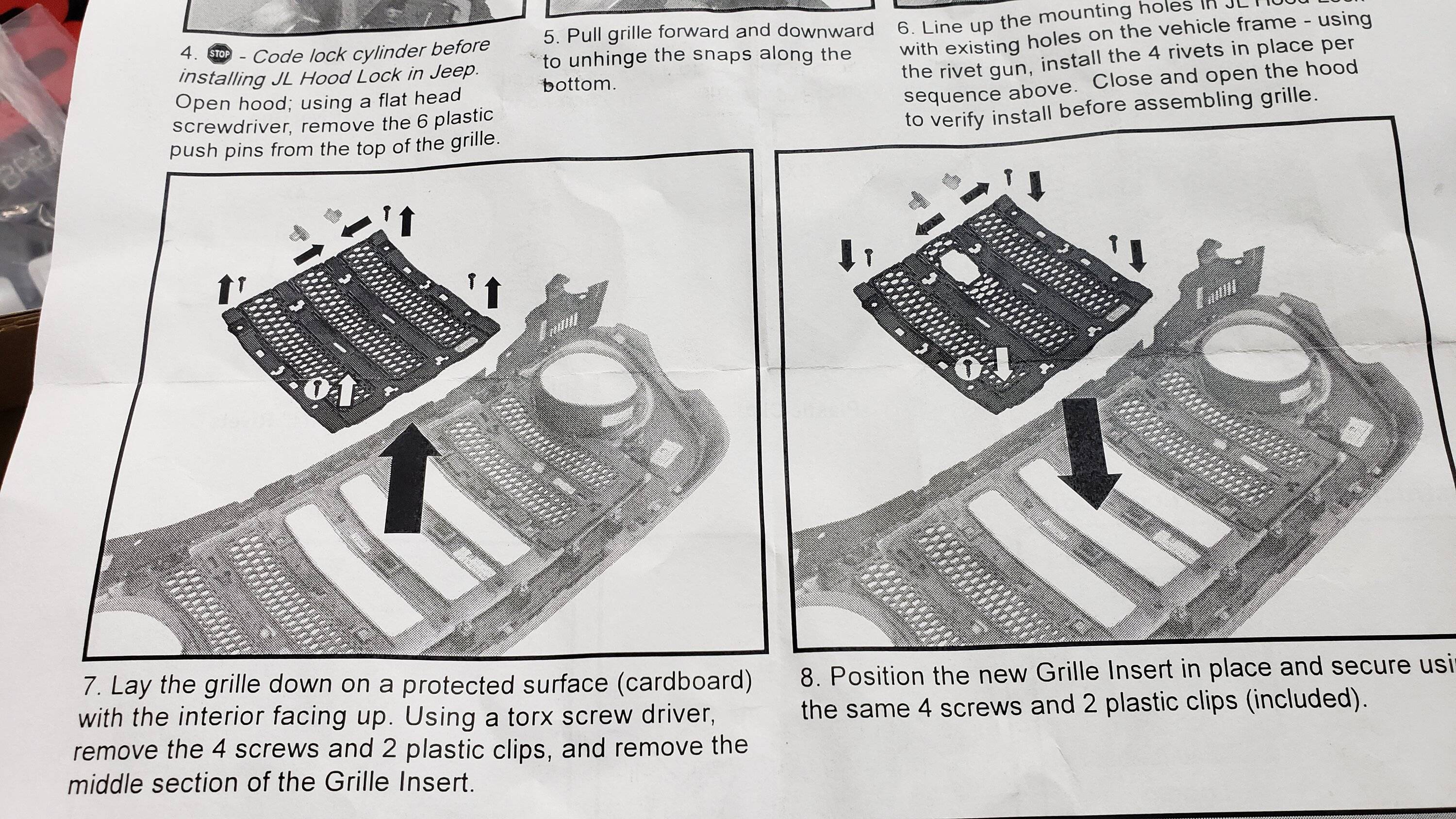 Jeep Wrangler JL Dismantling / Replacing 2024 Grill -- How-To 20240213_154205
