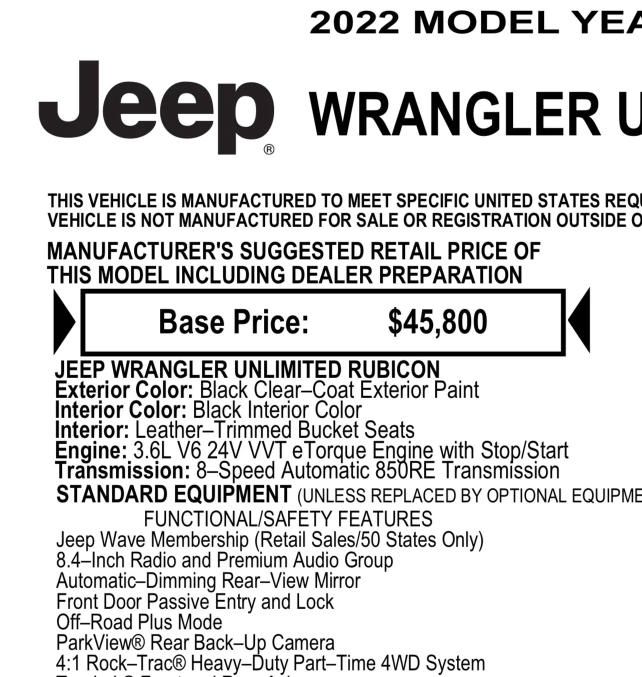 Jeep Wrangler JL Identifying Selec-Trac From Window Sticker IMG_0387