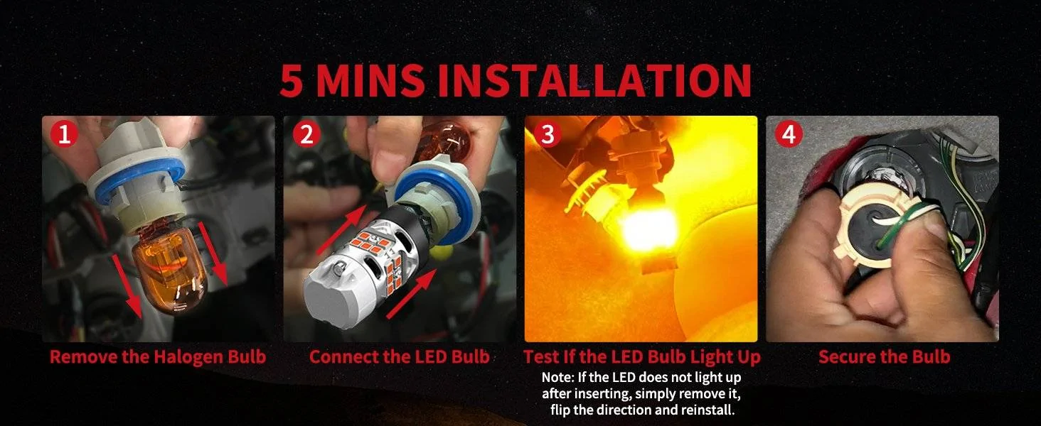 Jeep Wrangler JL Understanding the Differences Between 3157 and 3156 Bulbs 5. Lasfit T3 series LED bulb installation process