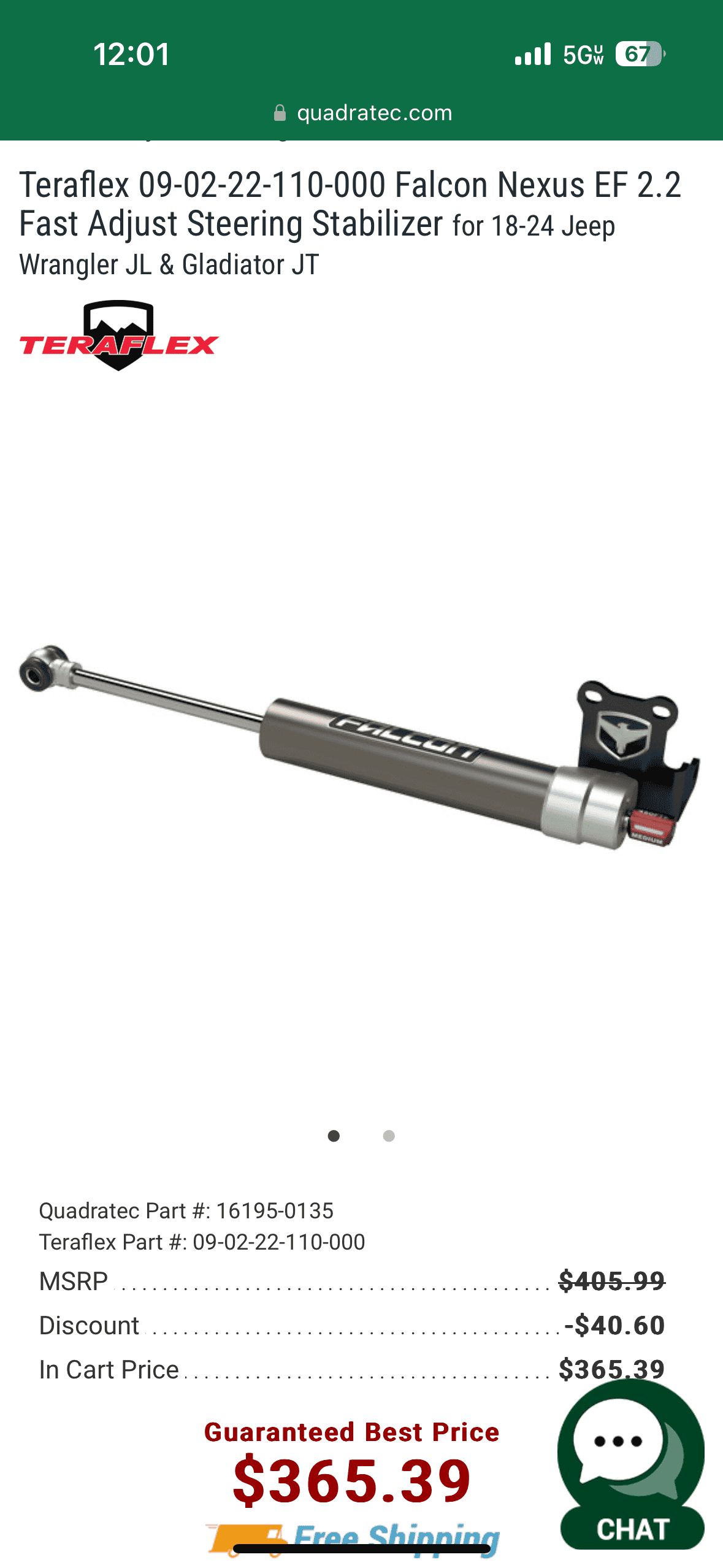 Jeep Wrangler JL Falcon adjustable stabilizer IMG_7686
