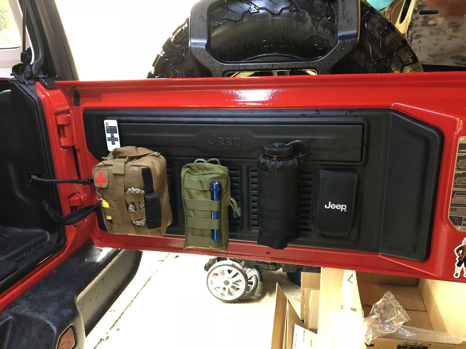 Jeep Wrangler JL MOLLE bag tailgate setup 7250C3F0-1D55-4705-B978-C744423E418A