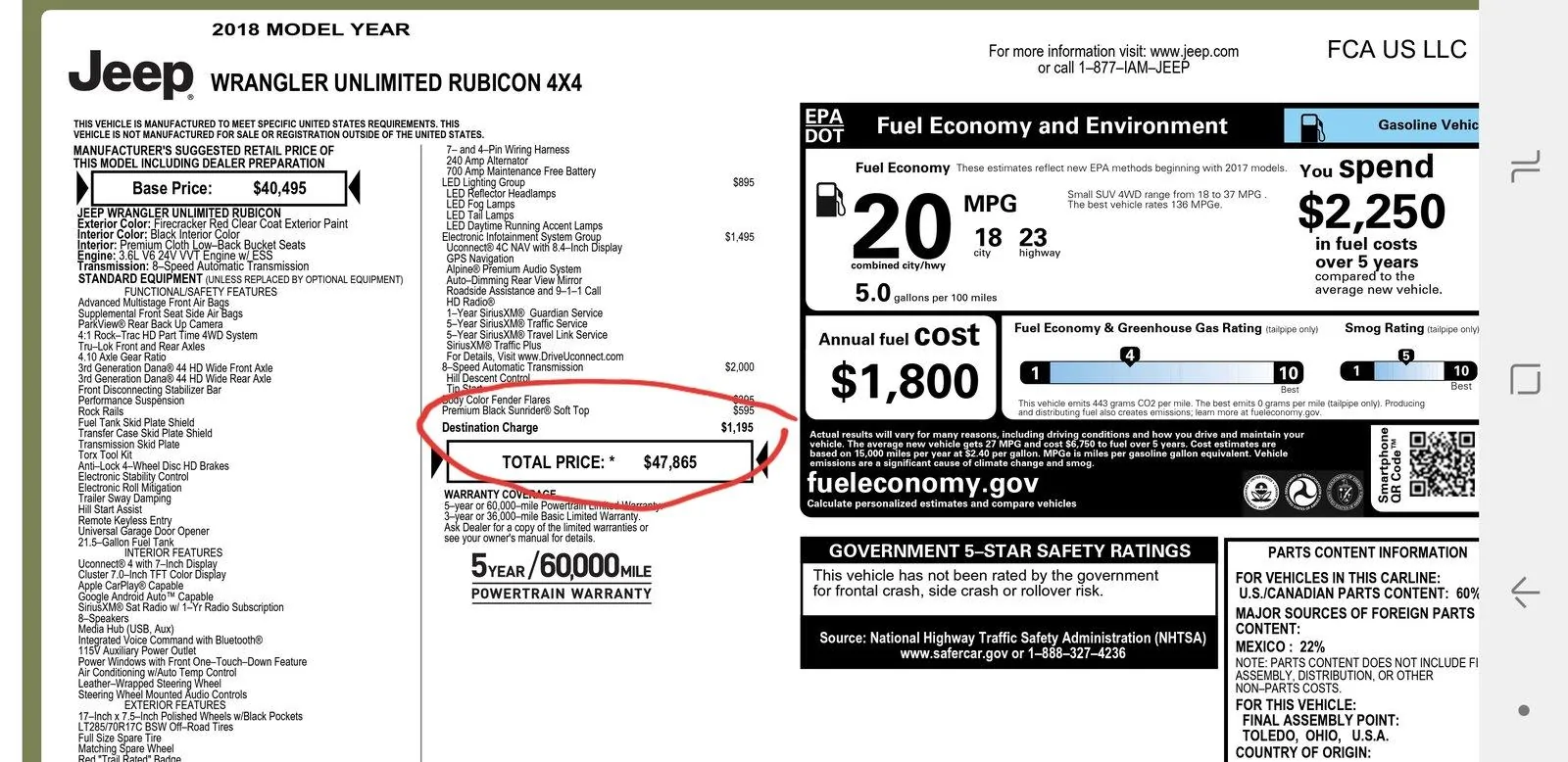 Jeep Wrangler JL 10% under MSRP but adding miscellaneous fee? 20180910_205023