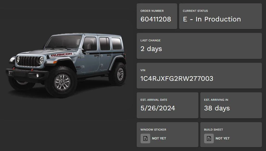 Jeep Wrangler JL 2024 Order Waiting Room JLanvil 2024_04_17