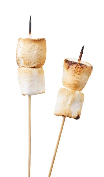 Jeep Wrangler JL Fire Engulfed JLU skewers-on-a-white-plate-cut-marshmallows-isolated