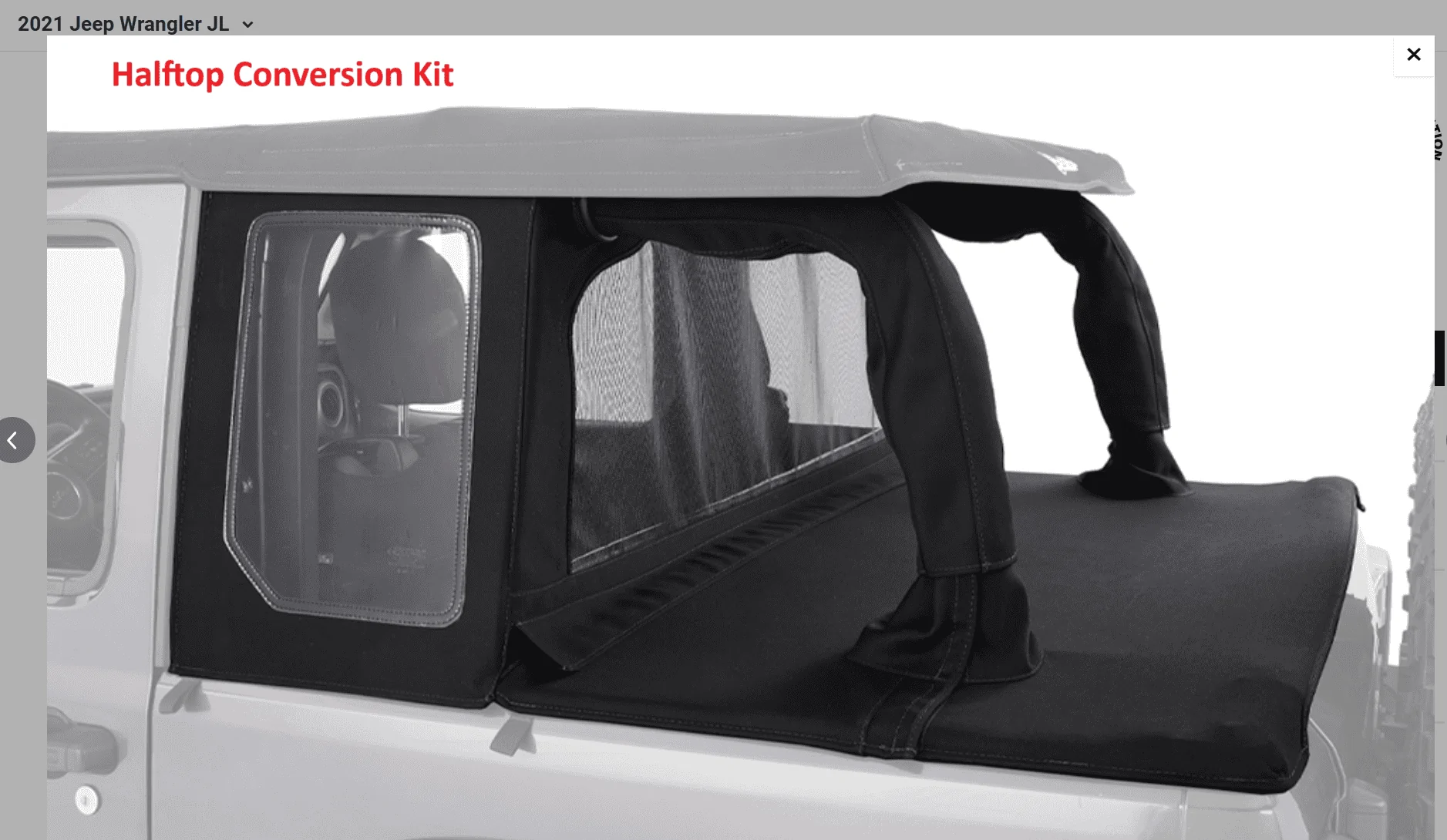 Jeep Wrangler JL Bestop Trektop Slantback & Halftop Combo (2 door) Halftop Conv Kit