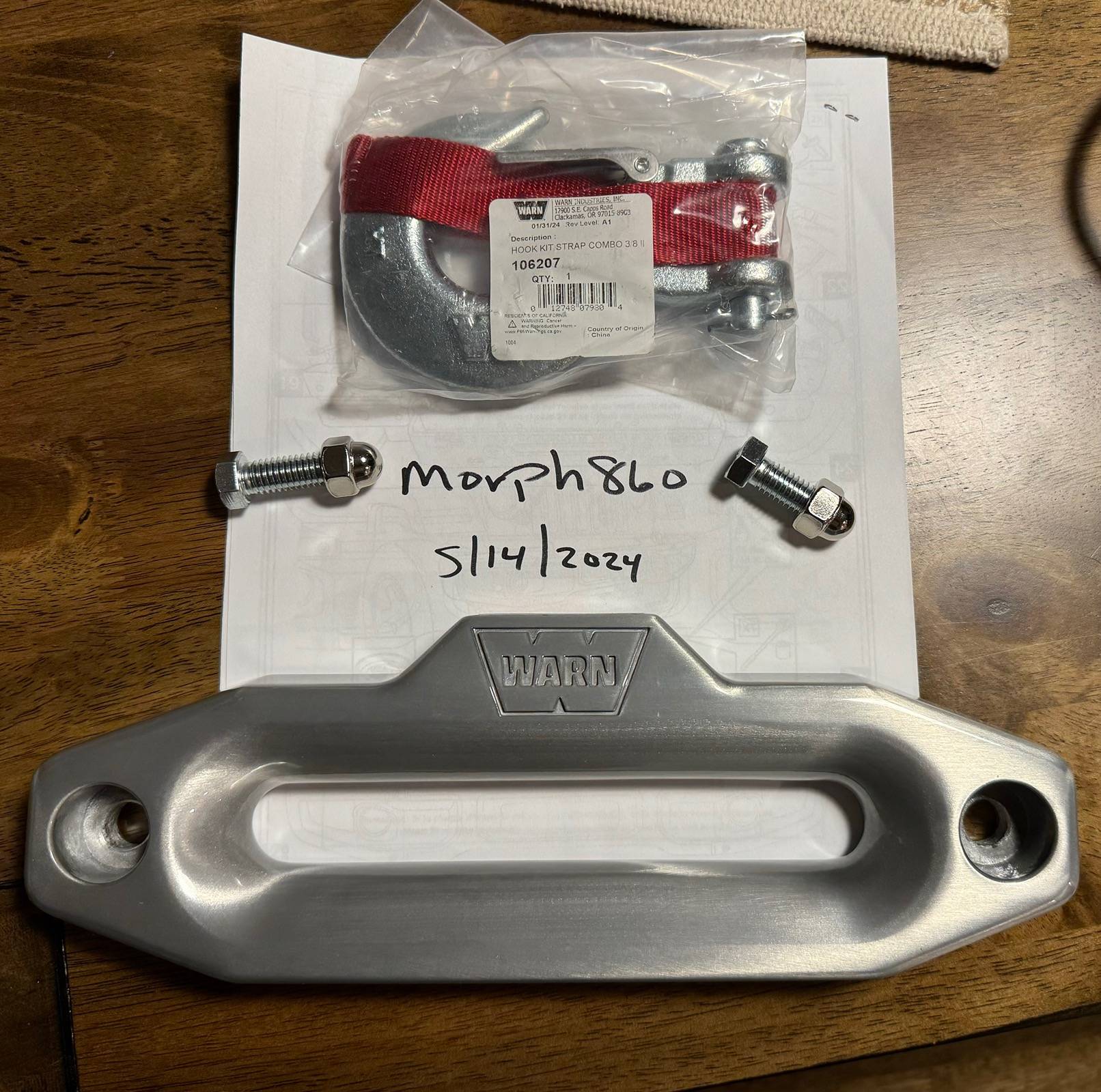 Jeep Wrangler JL WARN hook kit & fairlead IMG_1449