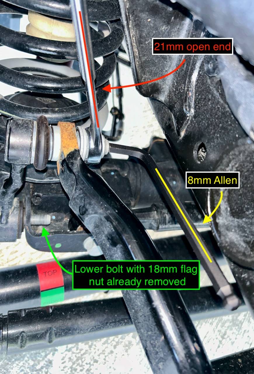 Jeep Wrangler JL Rust on sway bar linkage Disassembly wrenches