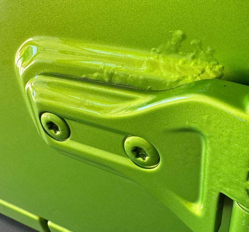 Jeep Wrangler JL Bubbles in Paint at Door Hinges Jp2.JPG