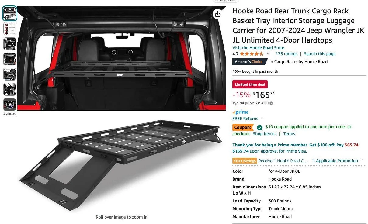 Jeep Wrangler JL Hooke Road Trunk Cargo Rack hr-rack