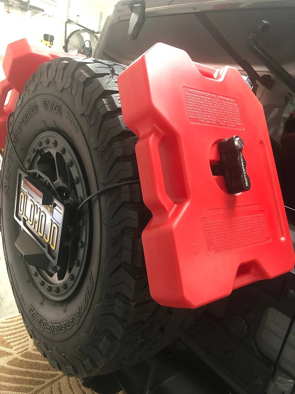 Jeep Wrangler JL Expansion bracket for Rockslide EZ-Rack or similar spare tire strap carrier. Double carrying capacity IMG_2136
