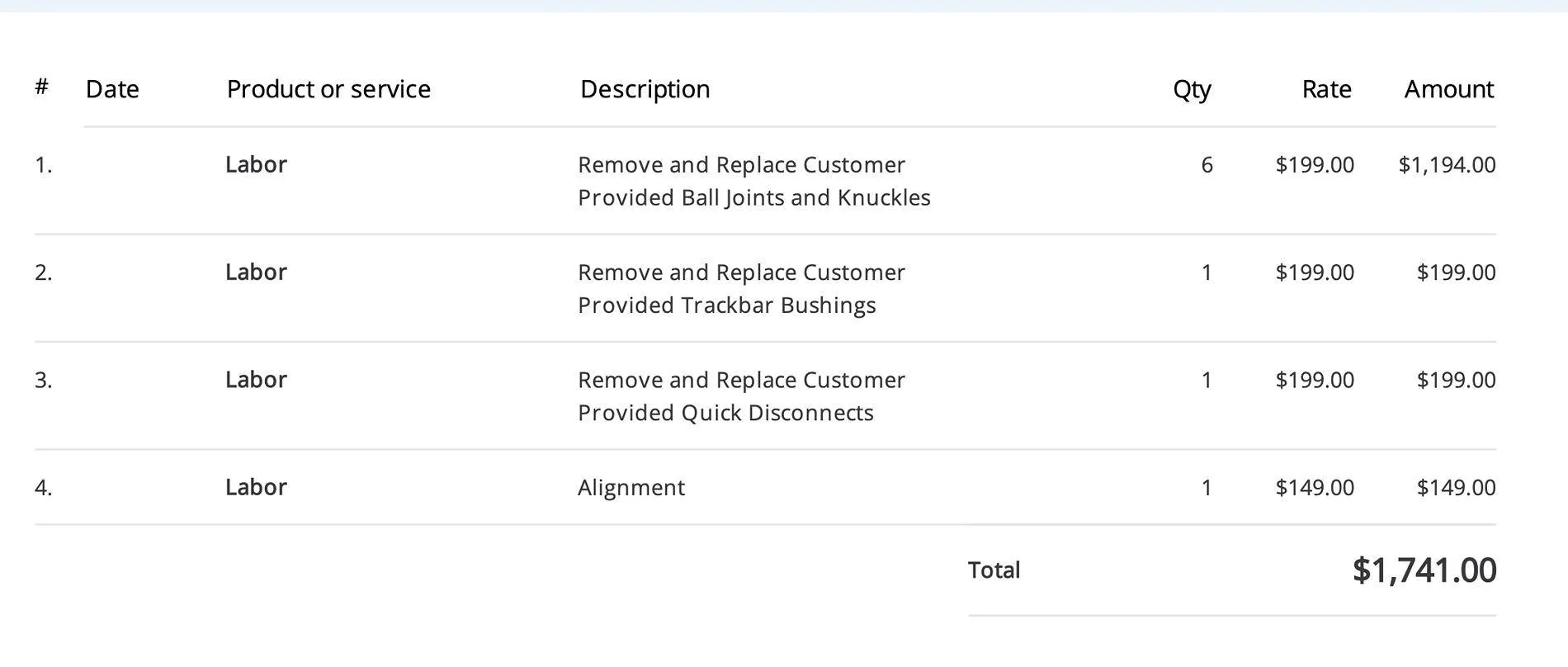 Jeep Wrangler JL Labor estimate Screen Shot 2024-07-24 at 8.02.00 AM