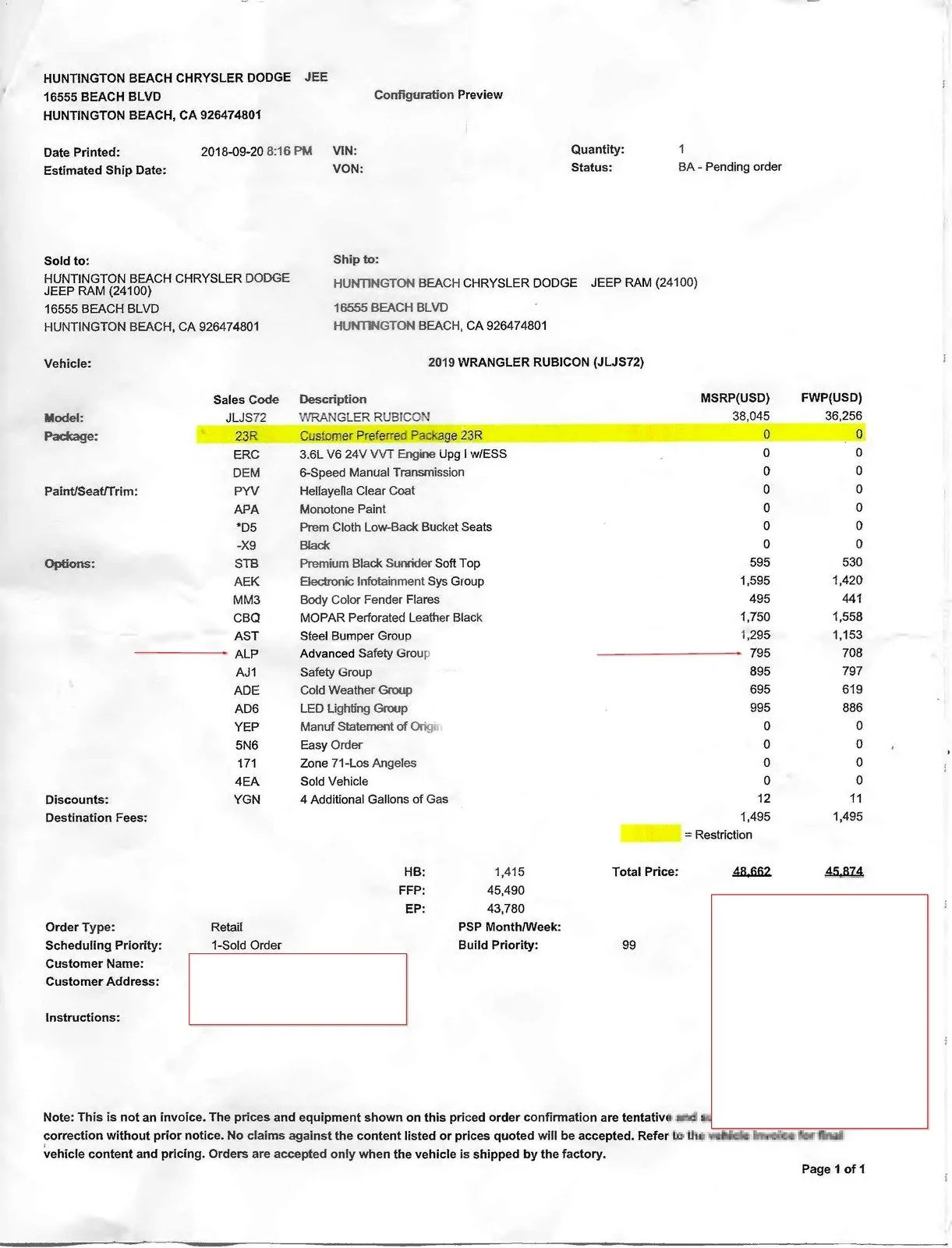 Jeep Wrangler JL Need help getting order finalized * Update: all set! build in previ