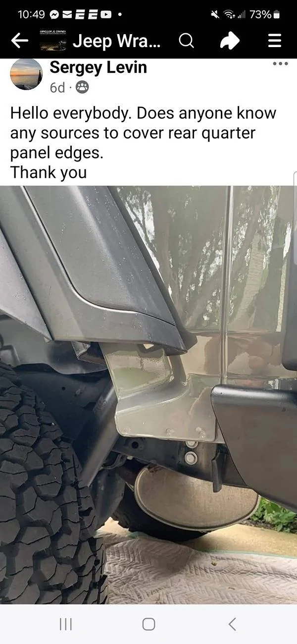 Jeep Wrangler JL Body Area Behind Rear Tire... Mud flaps? Screenshot_20240825_104903_Facebook