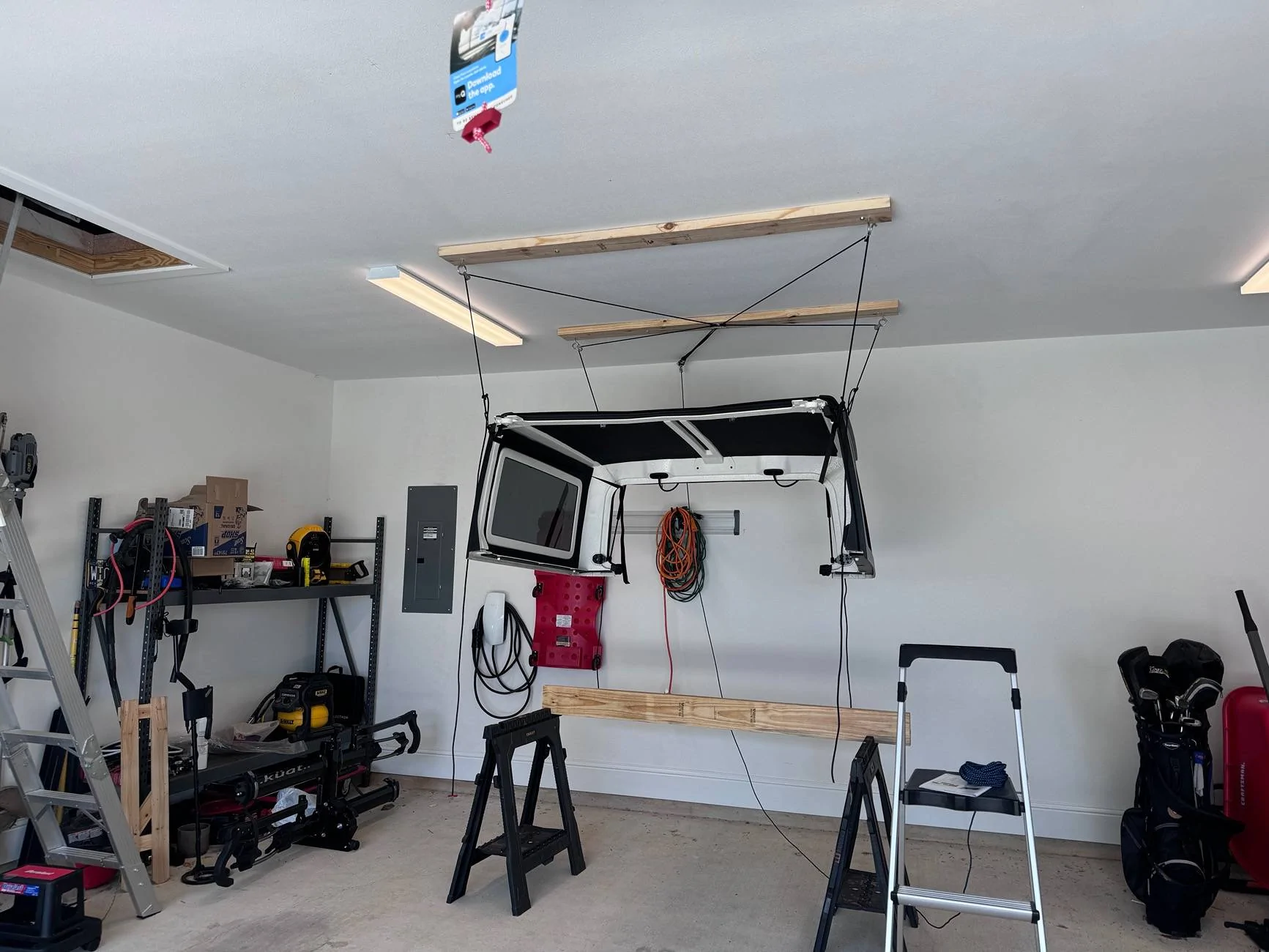 Jeep Wrangler JL DIY Hardtop Hoist Garage Setup Complete IMG_2687
