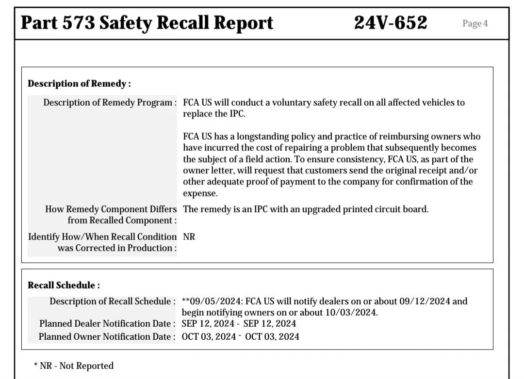 Jeep Wrangler JL New NHTSA Recall 24V652: Instrument Panel Cluster 3.5" Failure (9/5/24) Screenshot_20240907_115322_Samsung Notes