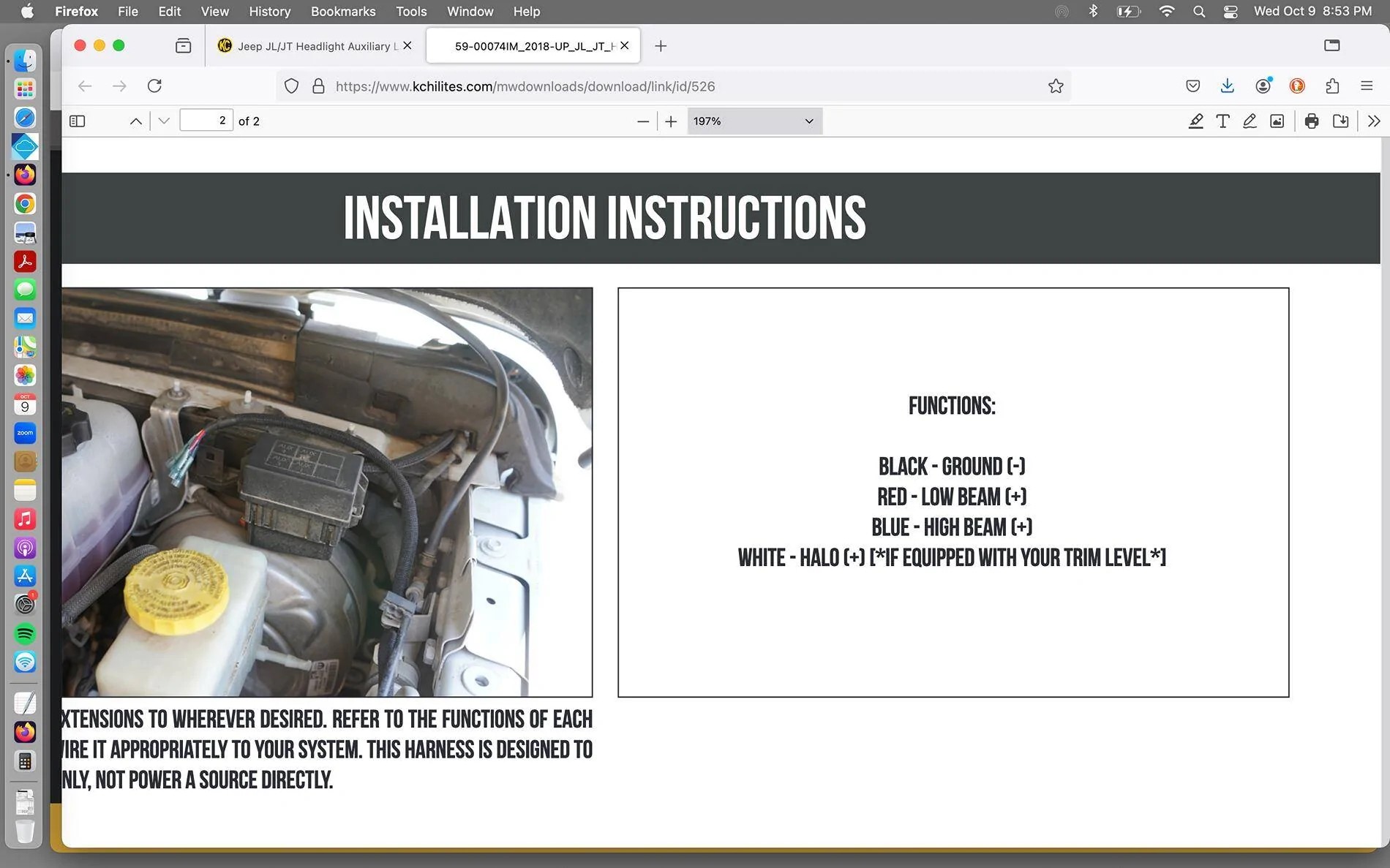 Jeep Wrangler JL Headlight high-beam splice point Screen Shot 2024-10-09 at 8.53.10 PM