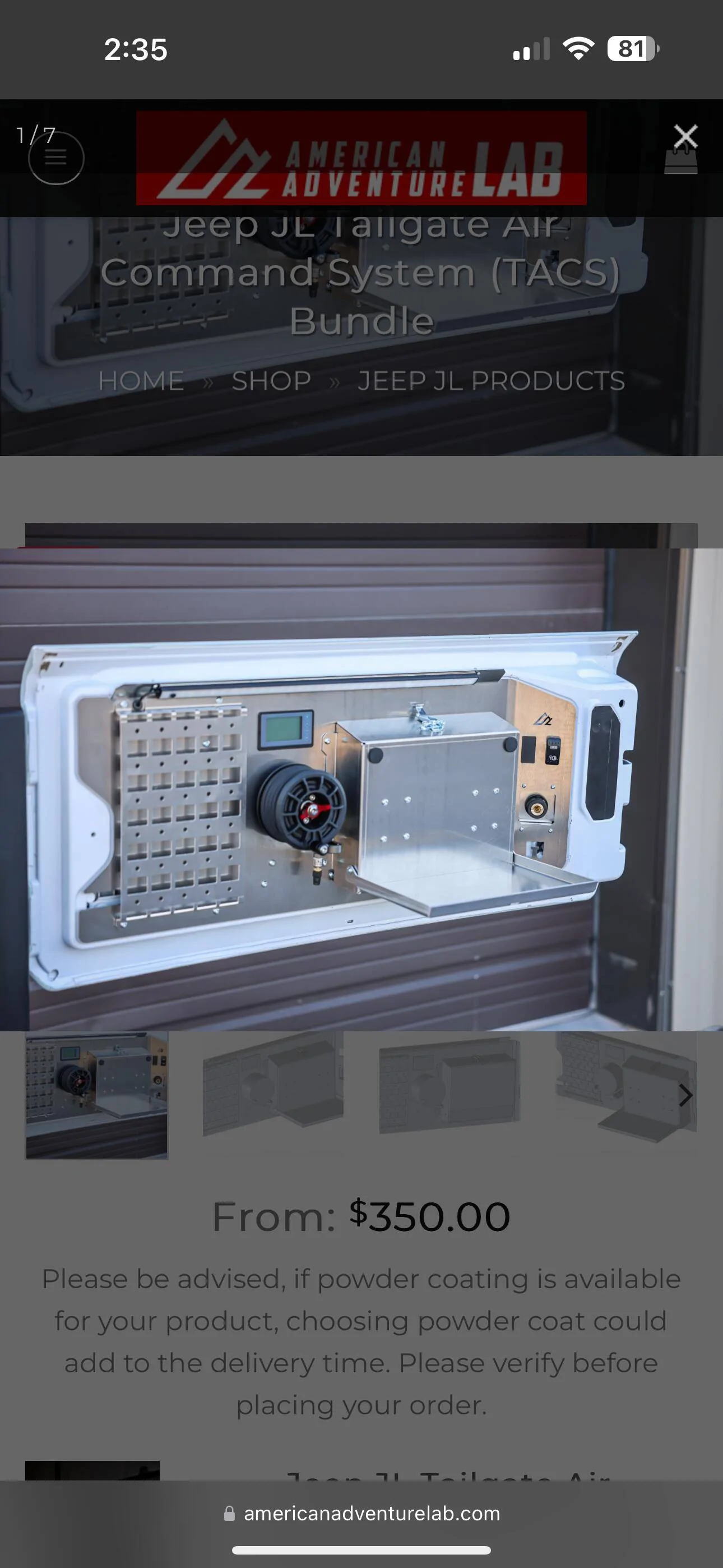 Jeep Wrangler JL American Adventure Lab Air Command System tailgate table IMG_0885
