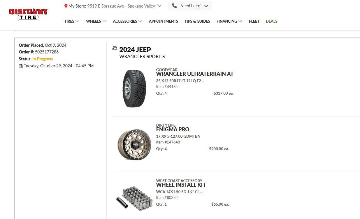 Jeep Wrangler JL Discount Tire shenanigans... 2024-10-24