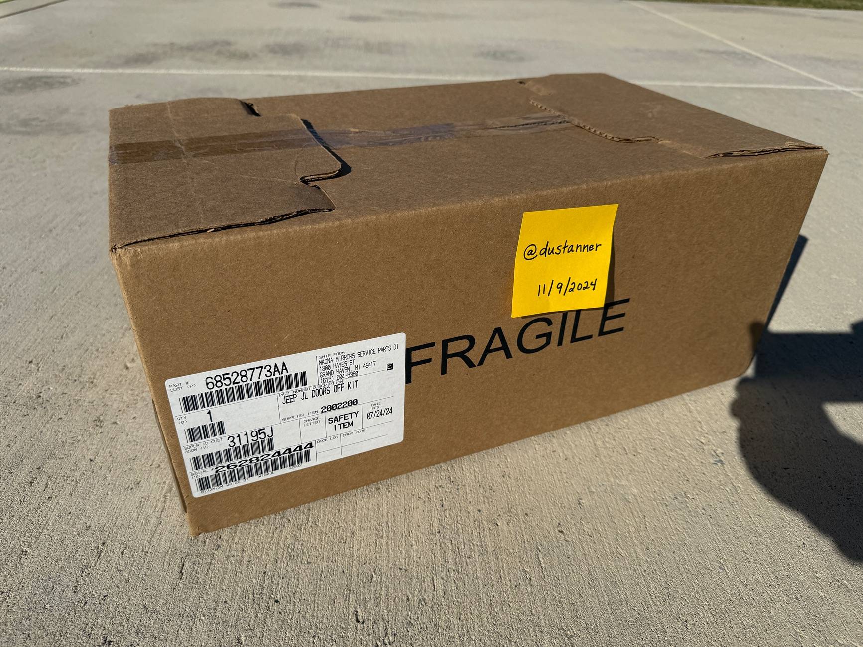 Jeep Wrangler JL Mopar Doors Off Mirror Kit Unopened IMG_0238