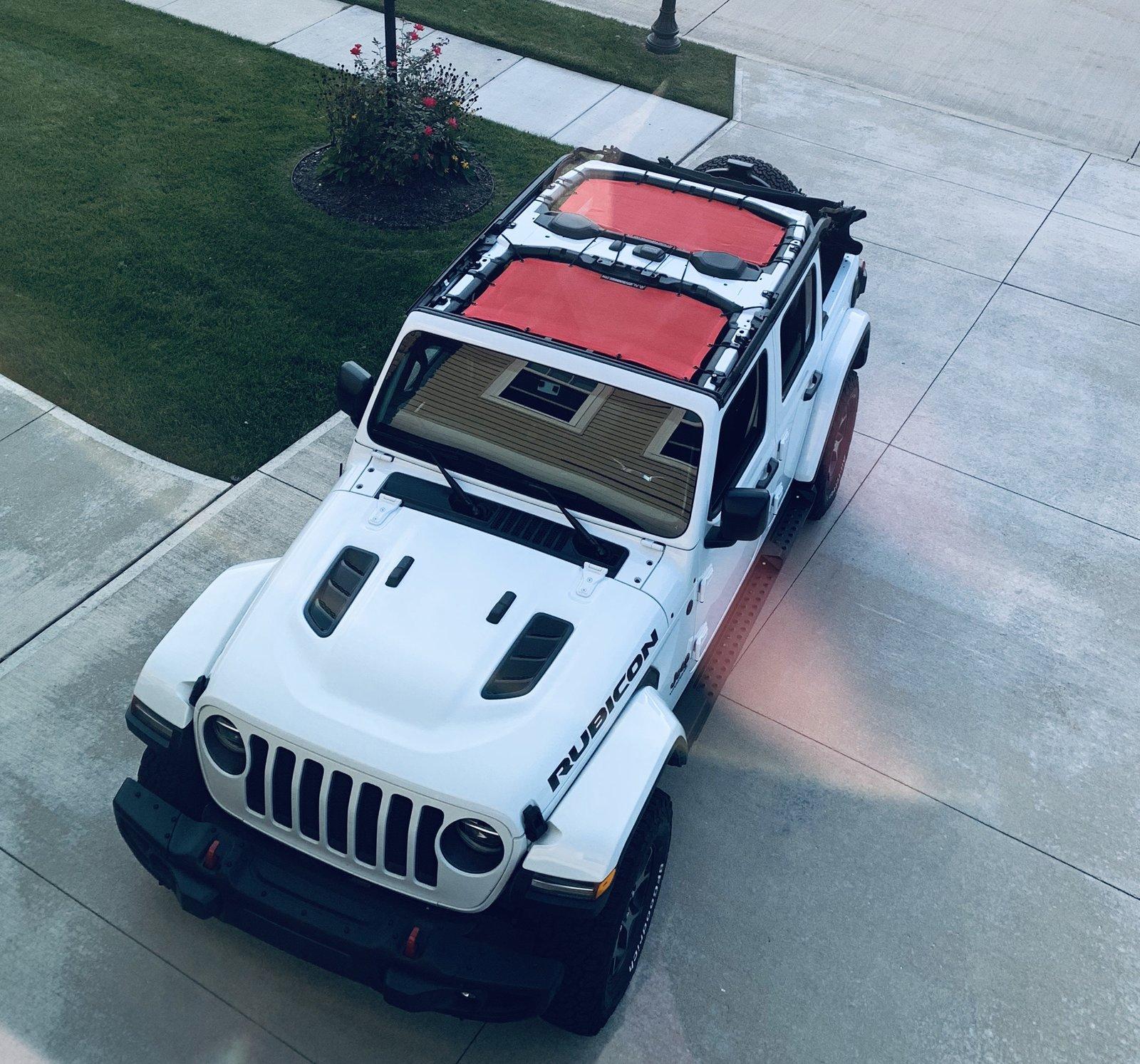 Jeep Wrangler JL Alien Sunshade Customer Showcase and Gallery JLF-JLU4B Combo Cherry