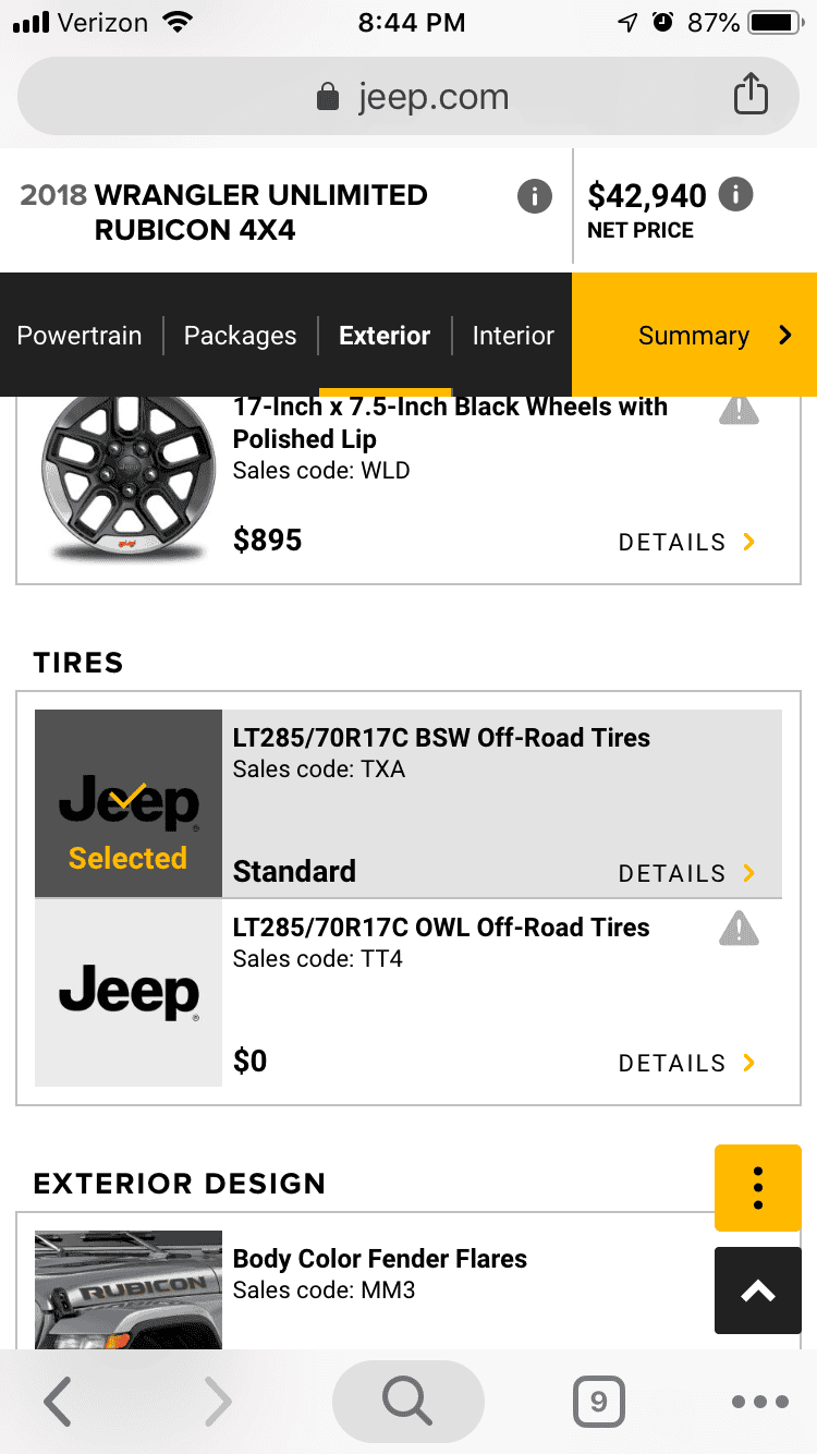Jeep Wrangler JL Can Rubicons be ordered without BFG KO2 tires? 3CEFFB23-1E28-4314-831D-786BF5F87CDF