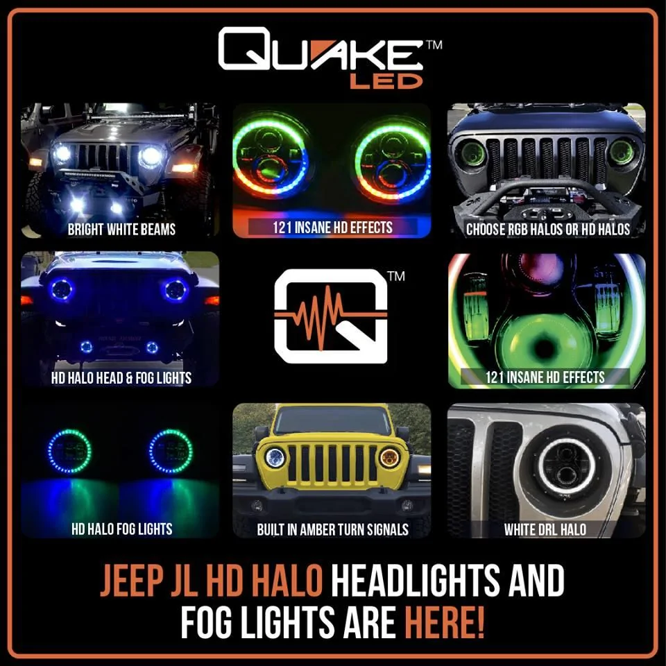 Jeep Wrangler JL Quake LED Headlights JL Halo