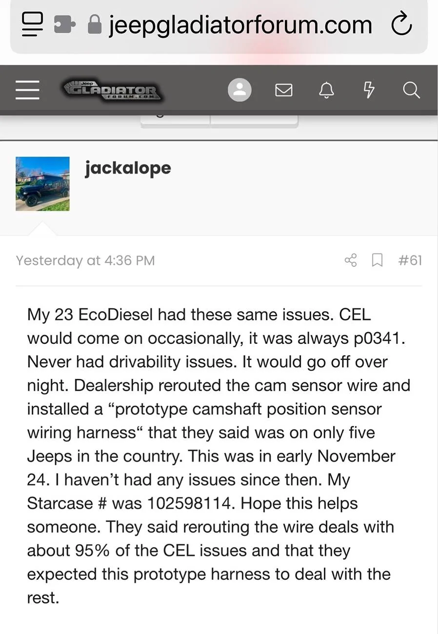 Jeep Wrangler JL Cam Sensor Fault IMG_8534