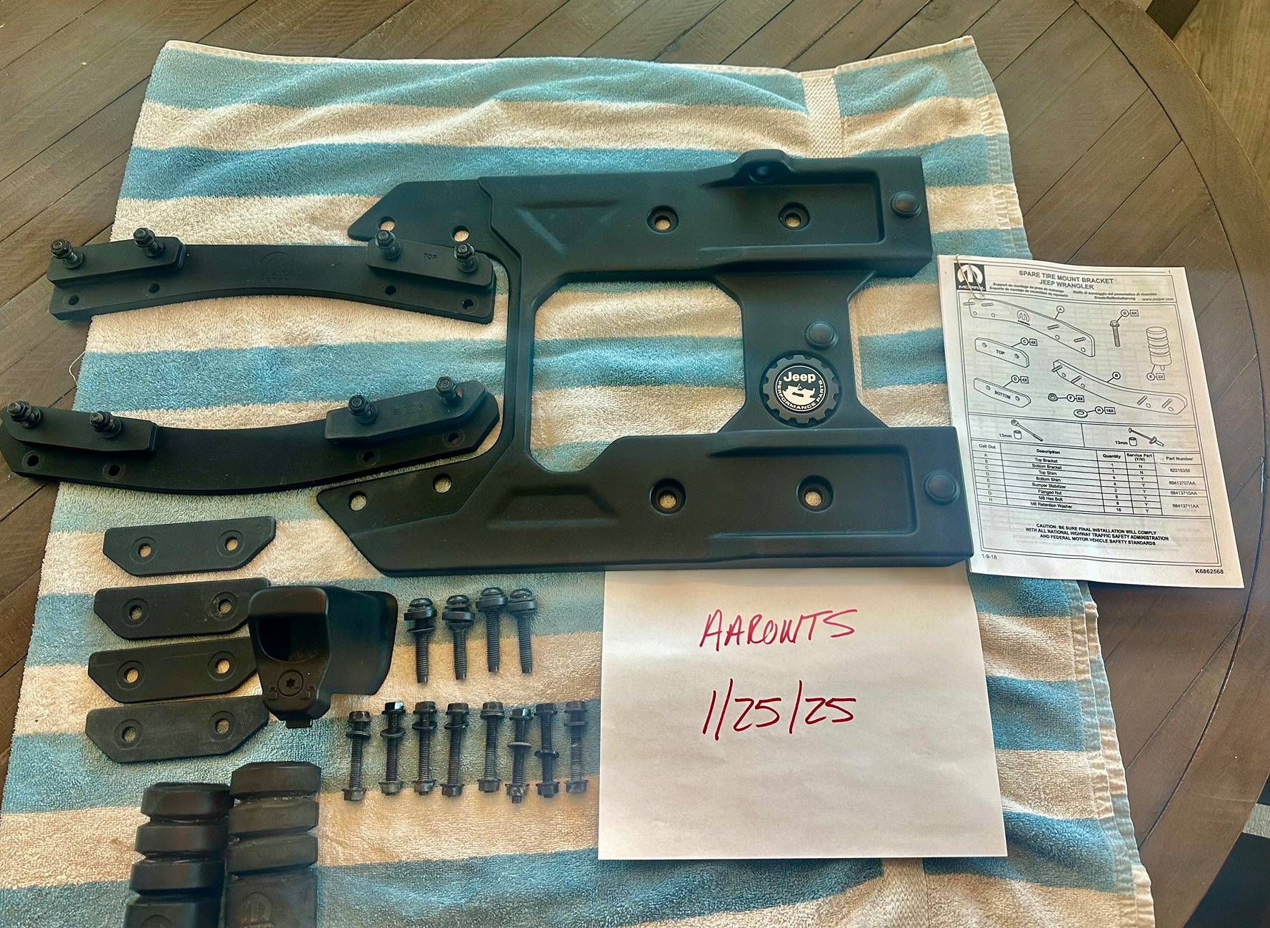 Jeep Wrangler JL Mopar HD Tire Carrier reinforcement bracket 14594616-2FBA-4BE4-BDE6-F83E01D87FF3