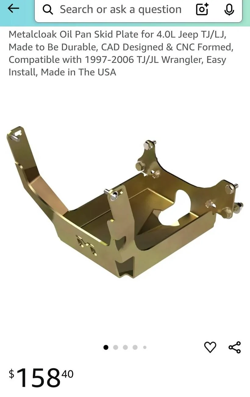 Jeep Wrangler JL Oil pan skid plate Screenshot_20250127_152449_Amazon Shopping