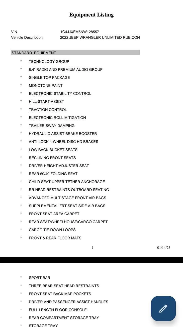 Jeep Wrangler JL Window sticker but no build sheet 1000011696
