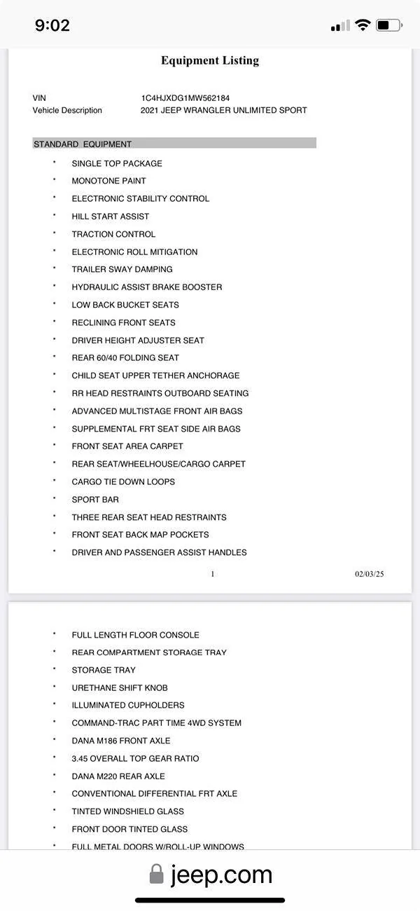 Jeep Wrangler JL Window sticker but no build sheet 1738634581186-1z