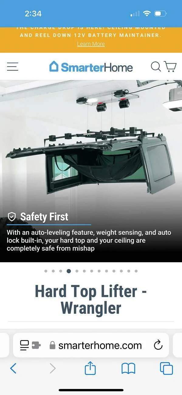 Jeep Wrangler JL Garage Smart Hard top Lifter IMG_2895
