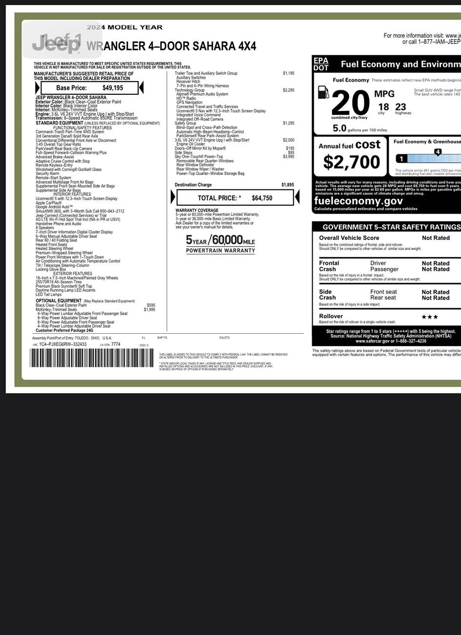 Jeep Wrangler JL 2024 Sahara Fully Loaded Incentives? IMG_0186
