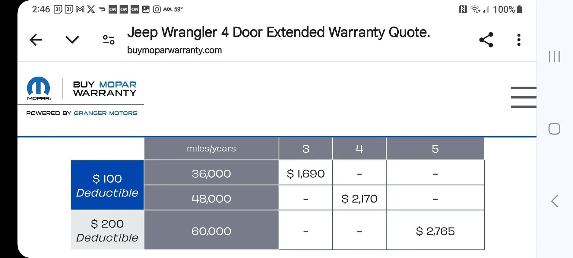 Jeep Wrangler JL Extended warranties suggestions? Screenshot_20250304_144605_Chrom