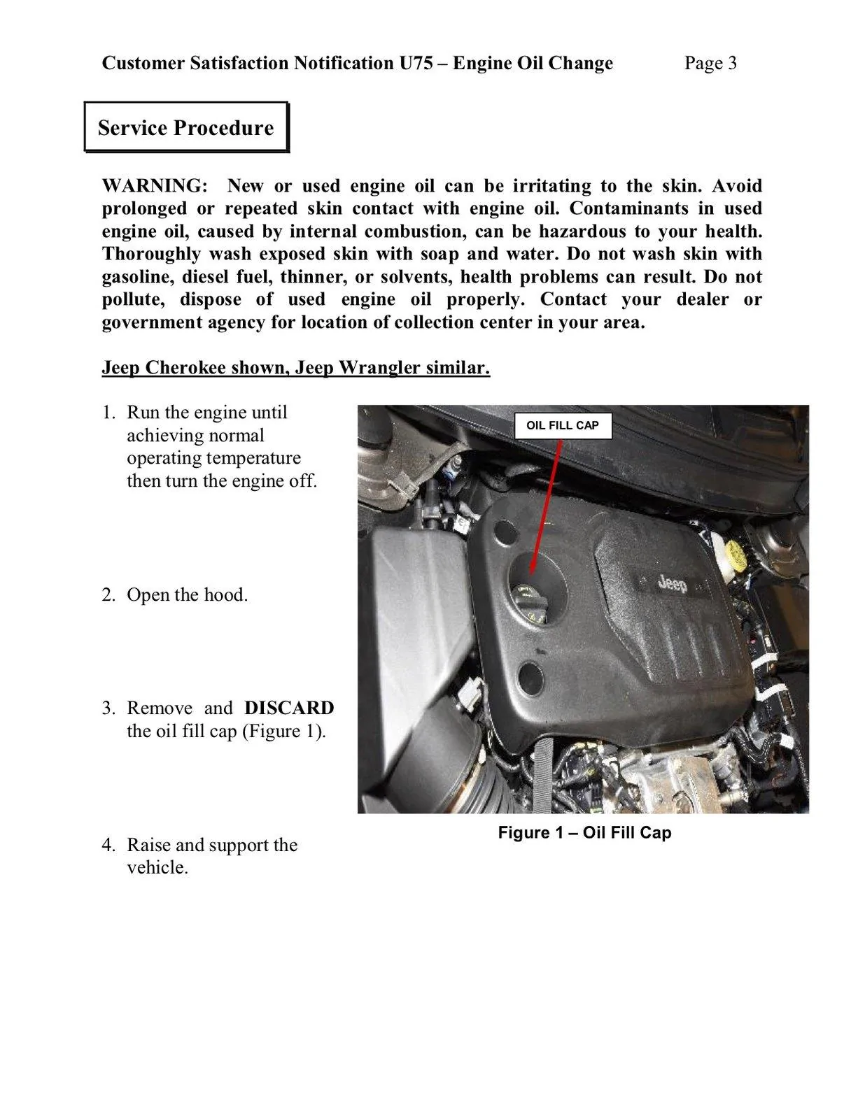 Jeep Wrangler JL Customer Satisfaction Notification U75: Engine Oil Change - Engine Knock JL_CSN_U75-3