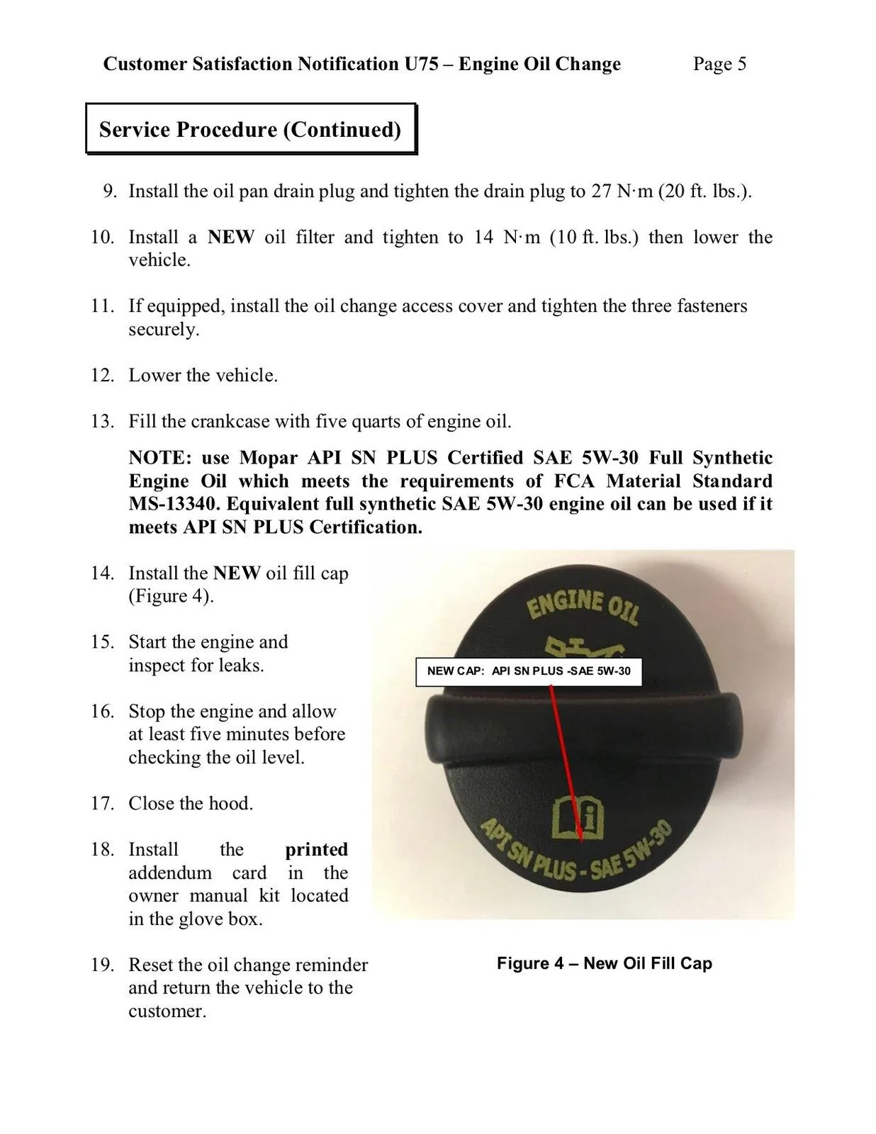 Jeep Wrangler JL Customer Satisfaction Notification U75: Engine Oil Change - Engine Knock JL_CSN_U75-5