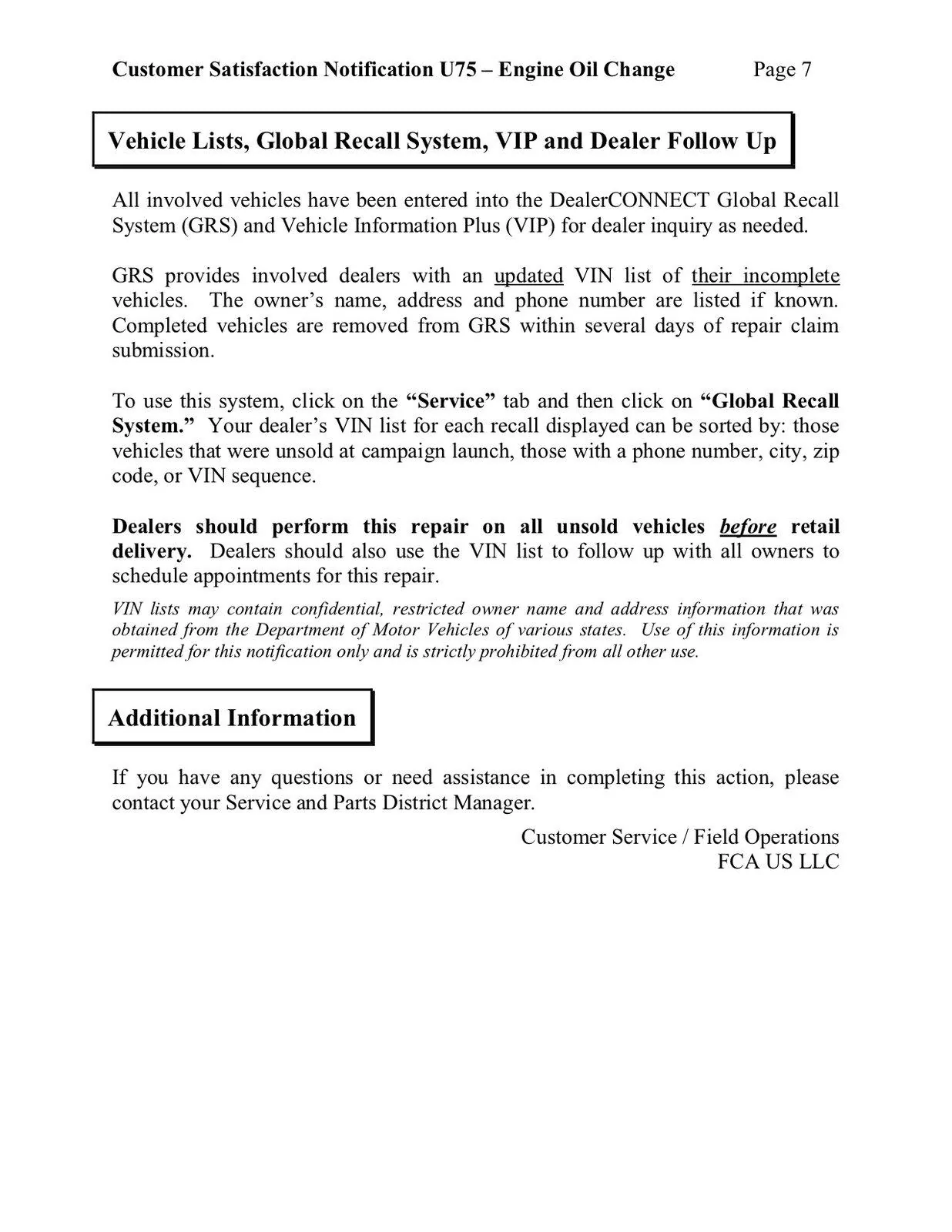 Jeep Wrangler JL Customer Satisfaction Notification U75: Engine Oil Change - Engine Knock JL_CSN_U75-7