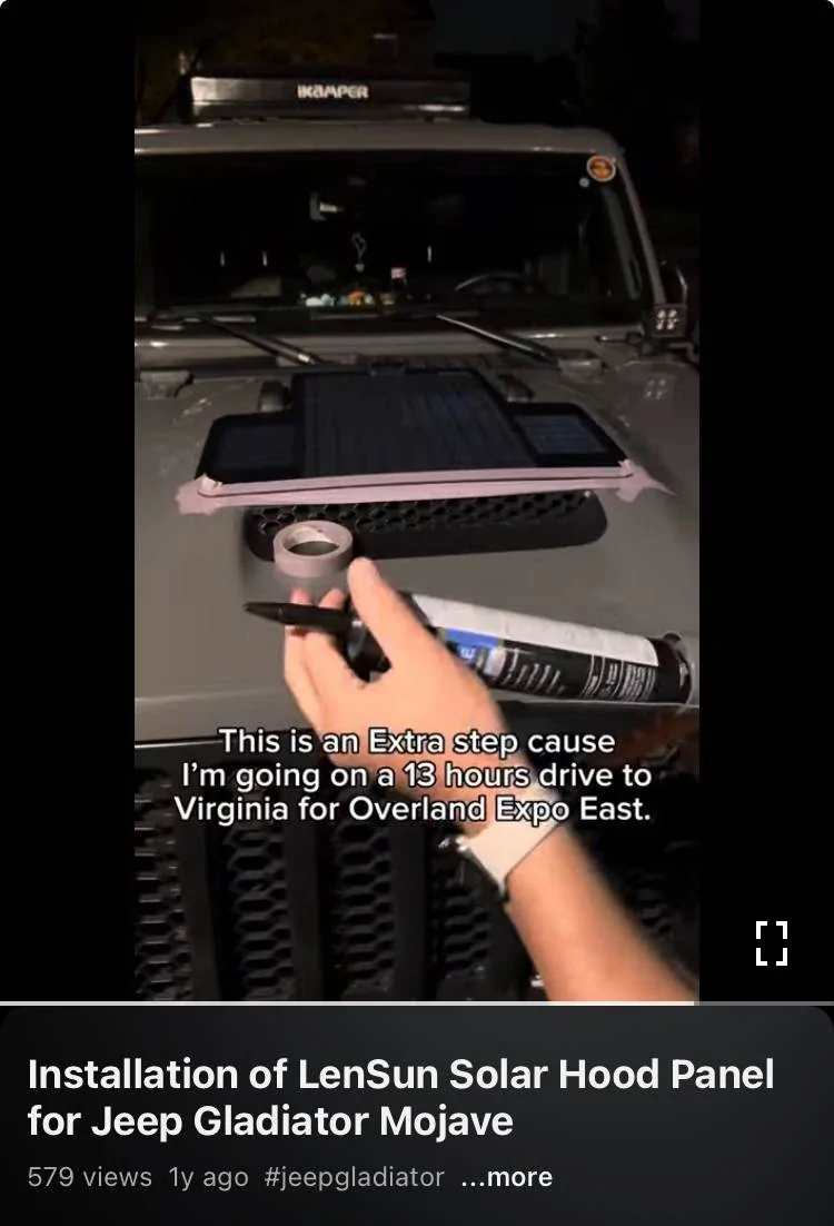 Jeep Wrangler JL Hood Solar Panel Installed IMG_0507