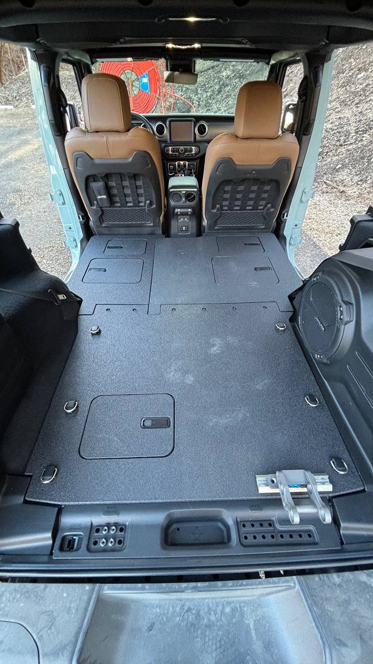 Jeep Wrangler JL JLU rear bike fork mount carrier installed in cargo area IMG_1728